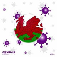 Pray For Wales COVID19 Coronavirus Typography Flag Stay home Stay Healthy Take care of your own health vector