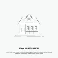 Home House Building Real Estate Line Icon Vector