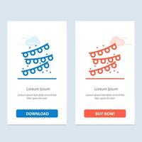 Buntings Party Decoration Party Bulb  Blue and Red Download and Buy Now web Widget Card Template vector