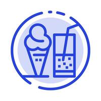 Drink Ice Cream Summer Juice Blue Dotted Line Line Icon vector