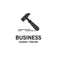 Hammer Construction Tool Strong Carpenter Business Logo Template Flat Color vector