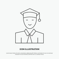 Student Education Graduate Learning Vector Line Icon
