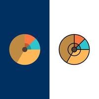 Pie Business Chart Diagram Finance Graph Statistics  Icons Flat and Line Filled Icon Set Vector Blue Background