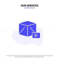 Our Services Button Media Play Box Solid Glyph Icon Web card Template vector