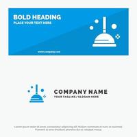 Cleaning Improvement Plunger SOlid Icon Website Banner and Business Logo Template vector