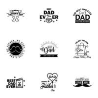 Set of Happy Fathers day elements 9 Black Vector illustration Editable Vector Design Elements