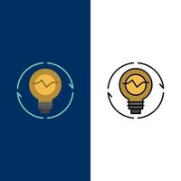 Bulb Concept Generation Idea Innovation Light Light bulb  Icons Flat and Line Filled Icon Set Vector Blue Background