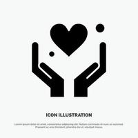 Hand Heart Love Motivation solid Glyph Icon vector