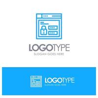 Browser Web Lock Code Blue Logo Line Style vector