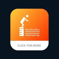 plataforma de salto de buceo piscina deporte aplicación móvil botón android e ios versión de glifo vector