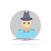 Detective hacker incognito spy thief Flat Color Icon Vector