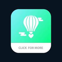 Flying Balloon Hot Balloon Love Valentine Mobile App Button Android and IOS Glyph Version vector