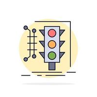 City management monitoring smart traffic Flat Color Icon Vector