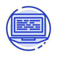 Laptop Coding Code Screen Computer Blue Dotted Line Line Icon vector