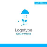 nube lluvia nube naturaleza primavera lluvia azul sólido logotipo plantilla lugar para eslogan vector