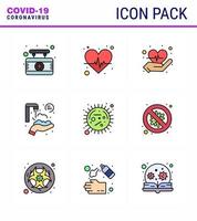 9 Filled Line Flat Color viral Virus corona icon pack such as disease corona care washing protect hands viral coronavirus 2019nov disease Vector Design Elements