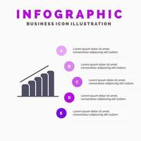 gráfico informe de progreso análisis icono sólido infografía 5 pasos presentación antecedentes vector