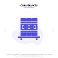 Our Services Cupboard Education Studies Solid Glyph Icon Web card Template vector