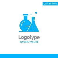 tubo matraz laboratorio ciencia azul sólido logotipo plantilla lugar para eslogan vector