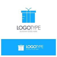 Box Logistic Gift Global Blue Solid Logo with place for tagline vector