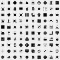 Set of 100 Business Solid Glyph icons vector