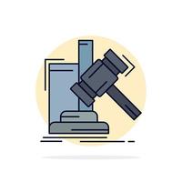 Auction gavel hammer judgement law Flat Color Icon Vector