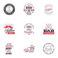 Happy Fathers Day vector hand lettering 9 Black and Pink Calligraphy illustration for greeting card festival poster etc Editable Vector Design Elements