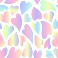 Seamless pattern with gradient hearts in flat style. Holographic effect. Valentine's concept. Vector illustration