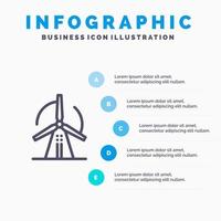 Turbine Wind Energy Power Line icon with 5 steps presentation infographics Background vector