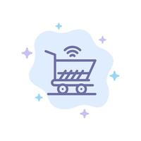 Trolley Cart Wifi Shopping Blue Icon on Abstract Cloud Background vector
