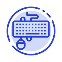 Device Interface Keyboard Mouse Obsolete Blue Dotted Line Line Icon vector