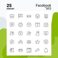 25 conjunto de iconos de facebook 100 archivos eps 10 editables concepto de logotipo de empresa ideas diseño de icono de línea vector