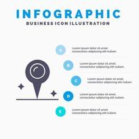 mapa ubicación marcador sólido icono infografía 5 pasos presentación antecedentes vector