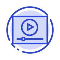 reproducción de video marketing en línea icono de línea de línea punteada azul vector