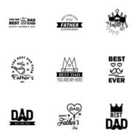 Happy fathers day 9 Black vintage retro type font Illustrator eps10 Editable Vector Design Elements