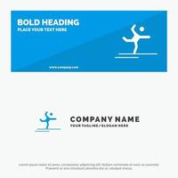 Athlete Gymnastics Performing Stretching SOlid Icon Website Banner and Business Logo Template vector