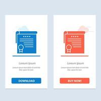 certificado logro grados premio azul y rojo descargar y comprar ahora plantilla de tarjeta de widget web vector