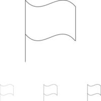 Basic Flag Ui Bold and thin black line icon set vector