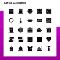 25 conjunto de iconos de accesorios de ropa plantilla de ilustración de vector de icono de glifo sólido para ideas web y móviles para empresa comercial