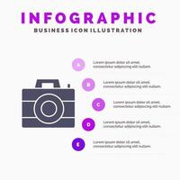 Camera Computer Digital Technology Solid Icon Infographics 5 Steps Presentation Background vector