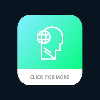business globe head mind think mobile app button versión de línea de android e ios vector