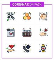 9 Filled Line Flat Color viral Virus corona icon pack such as test website hands news care viral coronavirus 2019nov disease Vector Design Elements