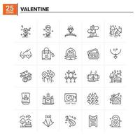 25 conjunto de iconos de san valentín fondo vectorial vector