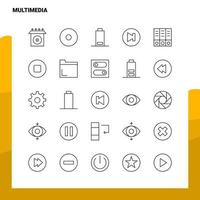 conjunto de iconos de línea multimedia conjunto 25 iconos diseño de estilo minimalista vectorial conjunto de iconos negros paquete de pictogramas lineales vector