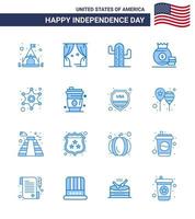 16 iconos creativos de EE. UU. Signos de independencia modernos y símbolos del 4 de julio de los hombres estrella EE. UU. Bolsa americana Elementos de diseño de vectores editables del día de EE. UU.