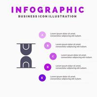 hora de vidrio cargando icono sólido infografía 5 pasos presentación antecedentes vector