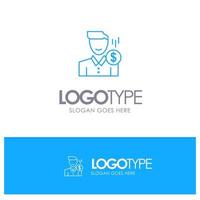 Cost Fee Male Money Payment Salary User Blue outLine Logo with place for tagline vector