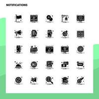 25 conjunto de iconos de notificaciones plantilla de ilustración de vector de icono de glifo sólido para ideas web y móviles para empresa comercial