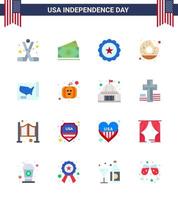 Editable Vector Line Pack of USA Day 16 Simple Flats of map yummy usa round usa Editable USA Day Vector Design Elements