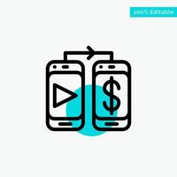 Mobile Dollar Money turquoise highlight circle point Vector icon